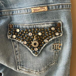 Miss Me Blue Boot Cut Jeans with Studded Pocket